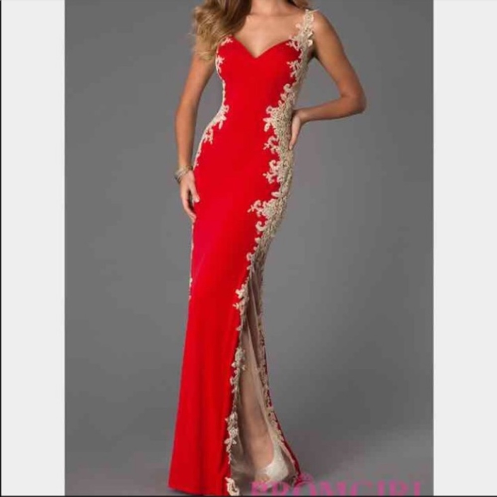 Jiovani Prom Dress - Red, Lace